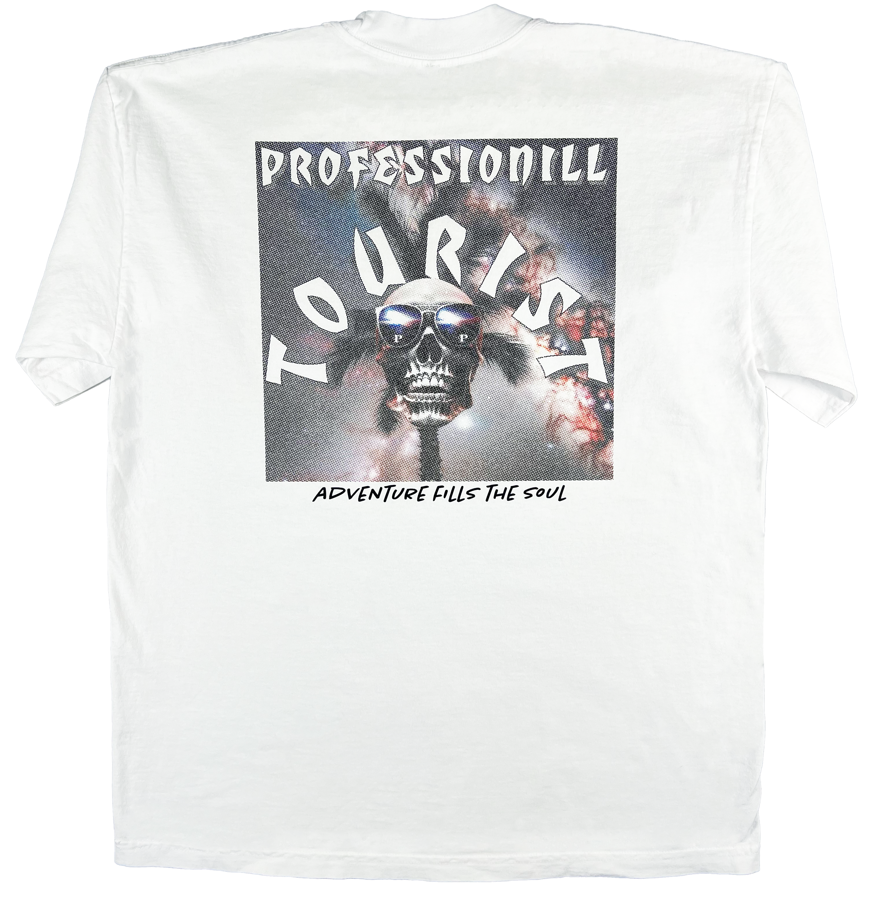 Professionill Tourist Skull Adult Tee (High Ribbed Collar, 12" Back Print)