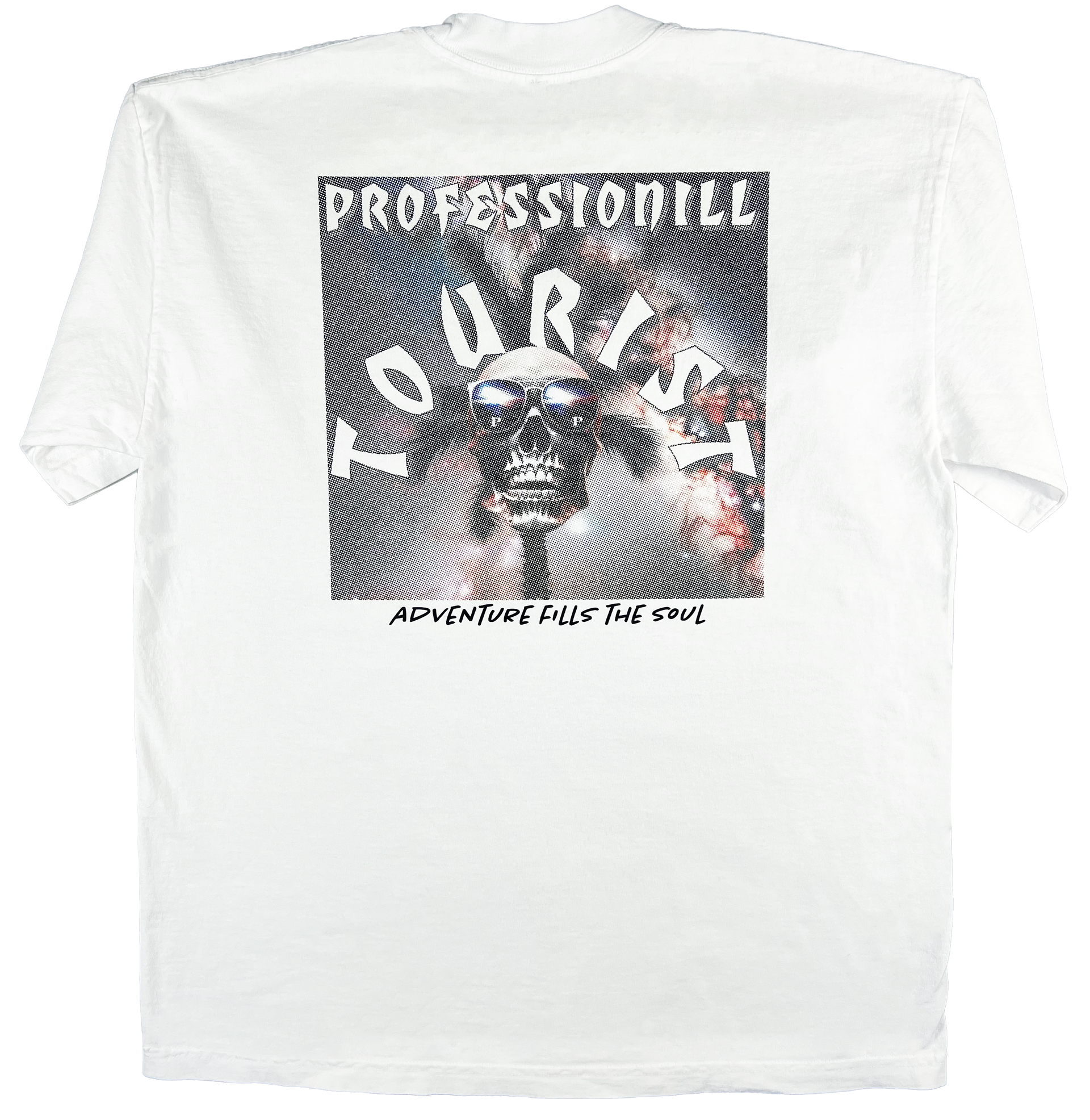 Professionill Tourist Skull Adult Tee (High Ribbed Collar, 12" Back Print)