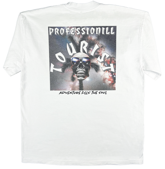 Professionill Tourist Skull Adult Tee (High Ribbed Collar, 12" Back Print)