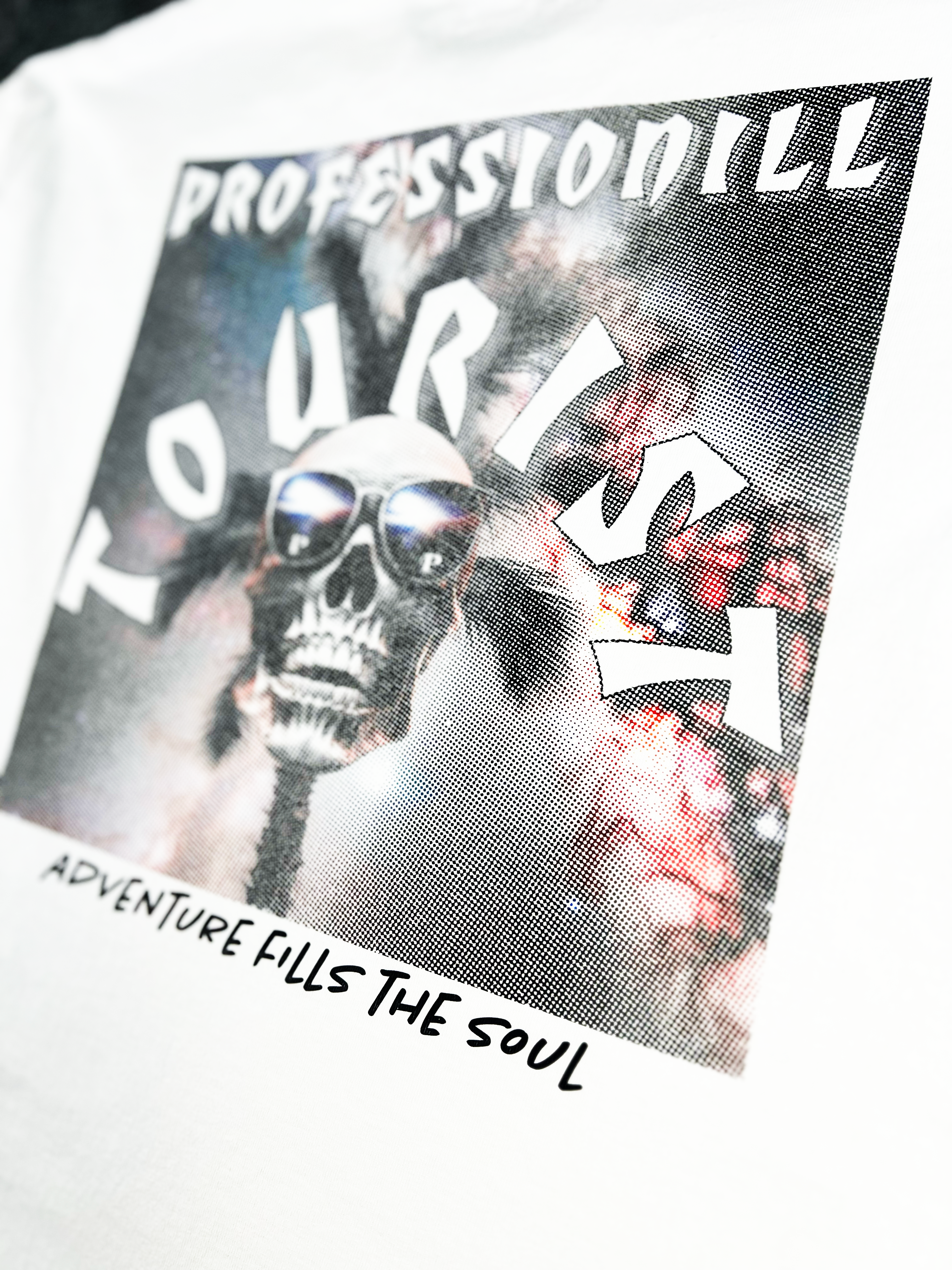 Professionill Tourist Skull Adult Tee (High Ribbed Collar, 12" Back Print)