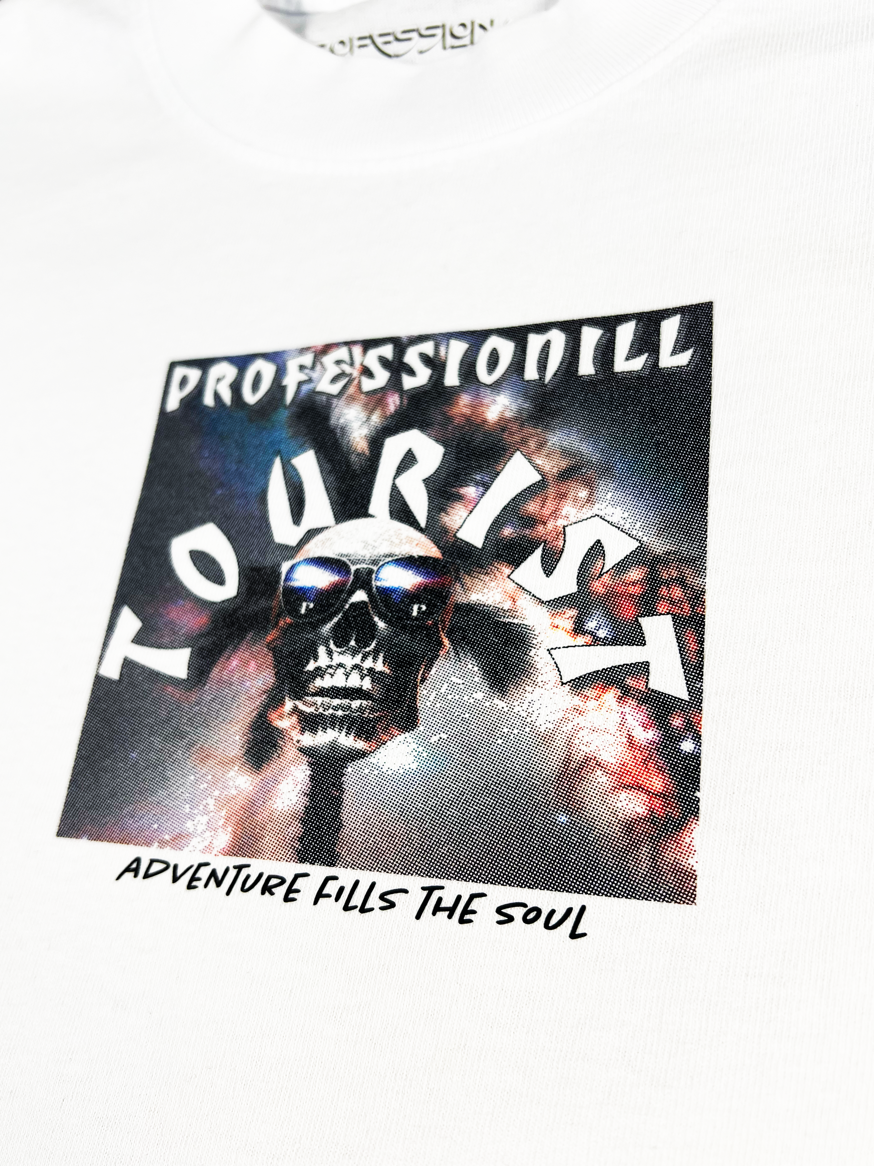 Professionill Tourist Skull Adult Tee (High Ribbed Collar, 4.5" Front Print)