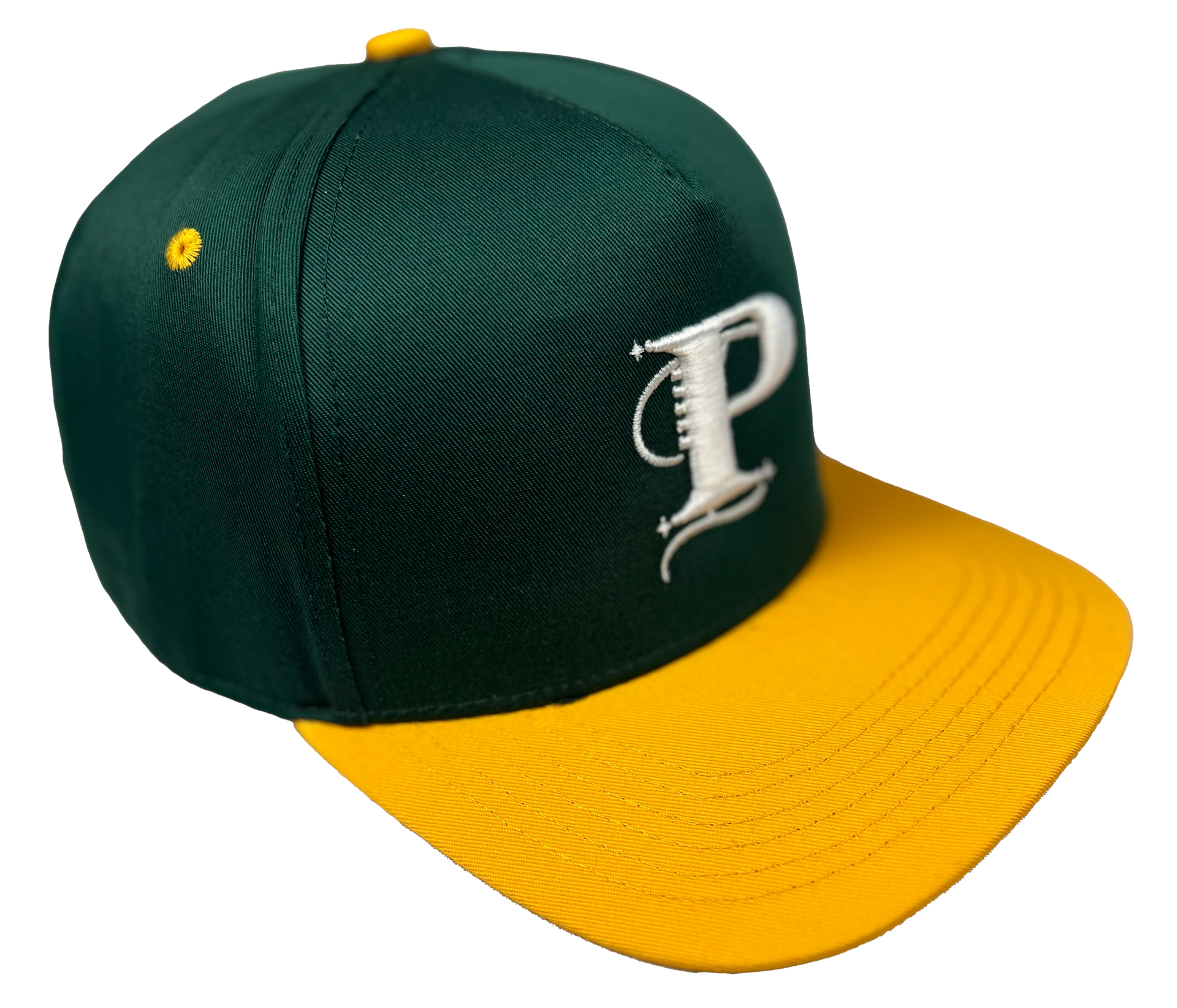 P Monogram Two-tone Snapback (GRN/YL) OSFM